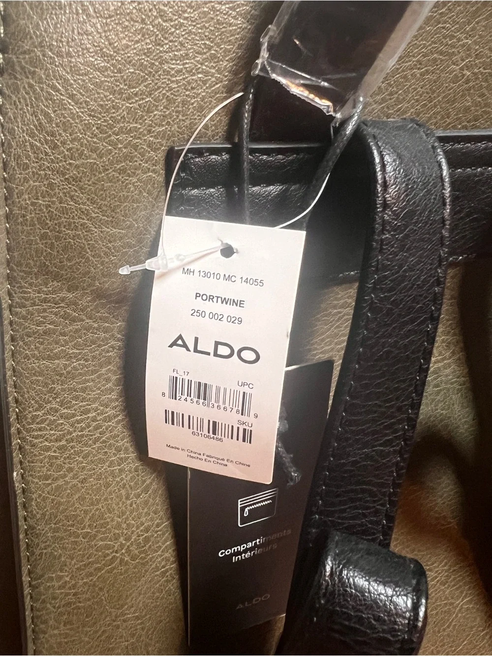 Aldo Olive Green and Black Textured Leather Backpack